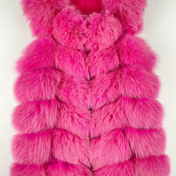 Genuine Fox Fur Pink Vest Jacket Size M/L - Picture 11 of 11
